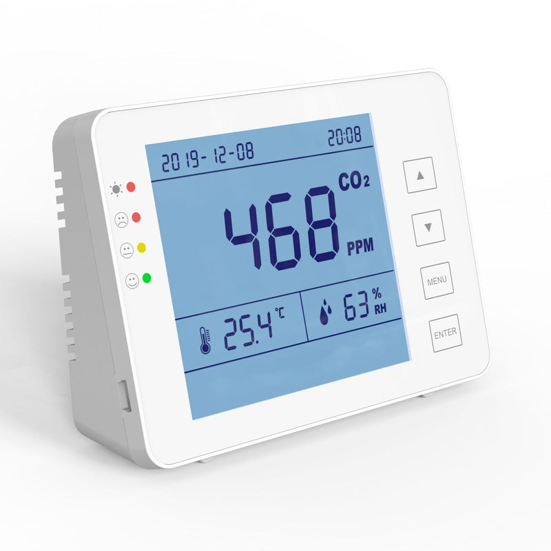emissimo CO2 Messgerät, CO2 Monitor CO-20-Pro-Akku Desktop - Alarm Funktion