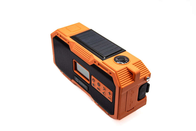 Emissimo Tec Naranya DAB+ radio de emergencia radio de manivela radio solar power bank linterna USB-C naranja