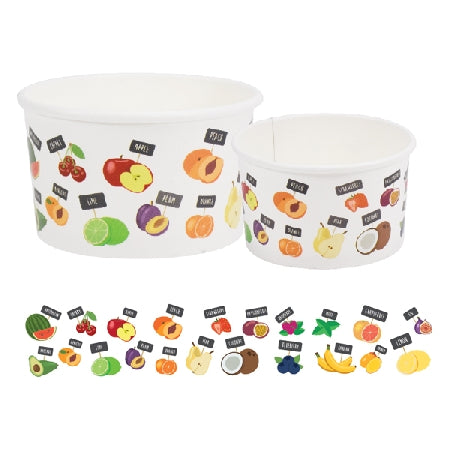 Copas de helado de cartón + PE, motivo "FRUTAS" - capacidad: 190 ml / 5 oz - 200 piezas