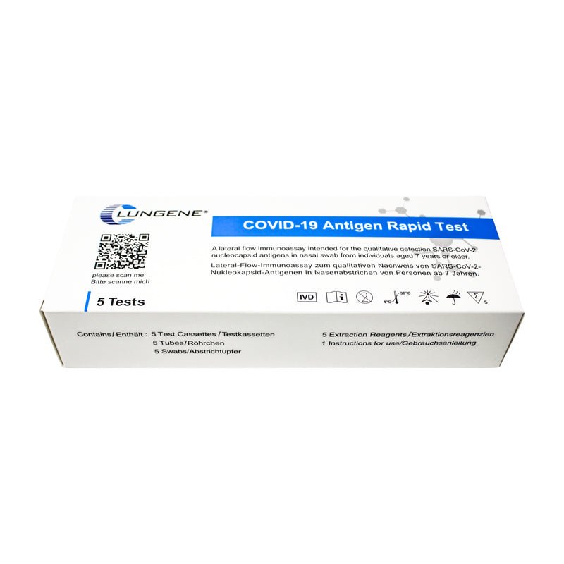 Clungene COVID-19 Antigen Test Eigenanwendung -Nasenabstrich- 5er Pack - Laienzulassung