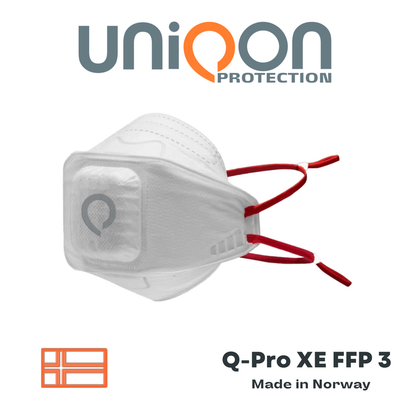3 x Uniqon Protection Q-Pro XE Atemschutzmaske Klasse FFP3 NR D abgedeckten Ventil EN 149 Faltmaske