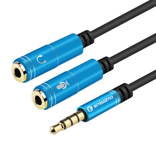 Divisor de audio del cable del adaptador de auriculares para auriculares emissimo [2 conectores jack de 3,5 mm a 1 conector jack]
