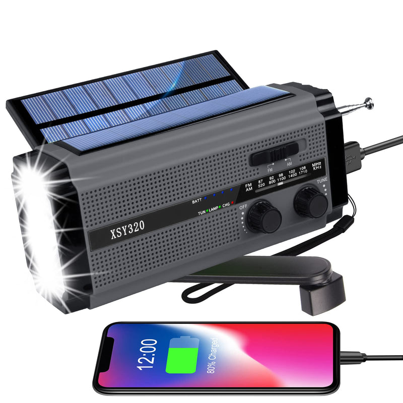 Emissimo Tec radio solar -ONE- radio de emergencia radio de manivela de batería con puerto de carga USB y banco de energía