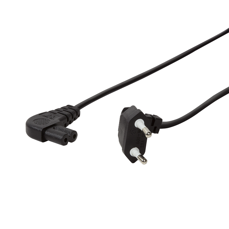 Cable de alimentación LogiLink, enchufe europeo de 90° a toma de electrodomésticos pequeños IEC C7 90°, 0,75 m, negro