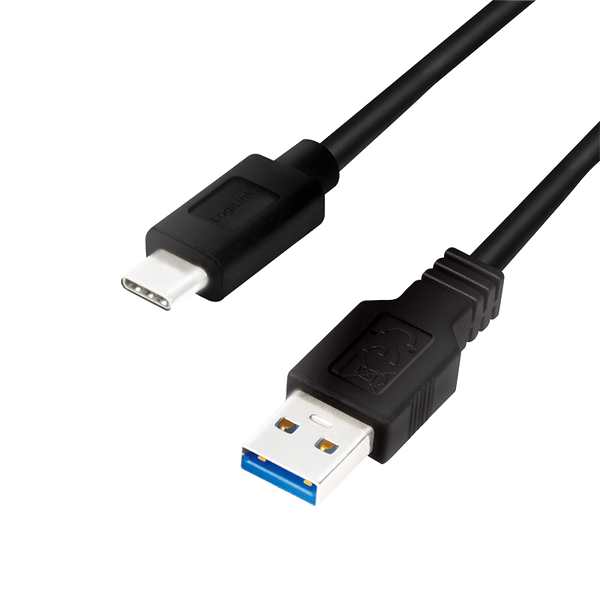 LogiLink USB 3.2 Gen1x1 Kabel, USB-A Stecker auf USB-C Stecker, 0,15m