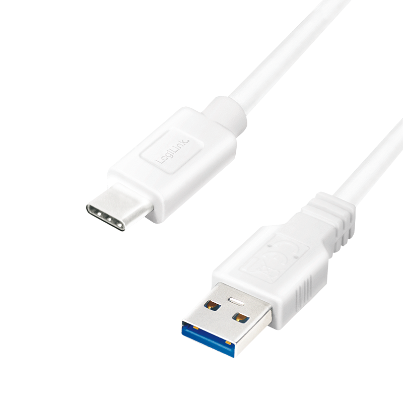 LogiLink USB 3.2 Gen1x1 Kabel, USB-A Stecker auf USB-C Stecker, 0,15m