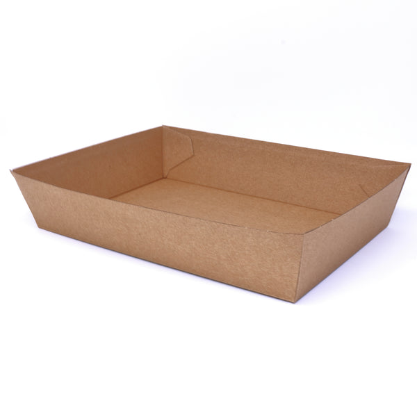 Recipientes para llevar de cartón corrugado, marrón, bandeja - Dimensiones: 255 x 179 x 58 mm - 100 piezas