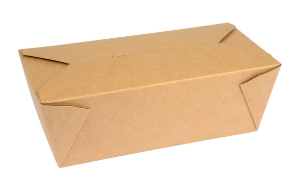 Envases para llevar cartón revestido marrón biodegradable 197x140x47mm 1360ml/46 oz 50 piezas