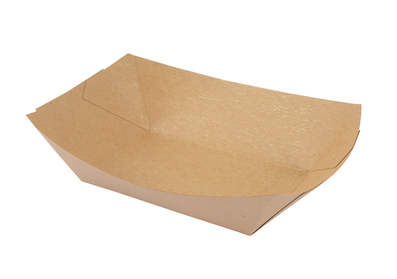 Bandeja cartón bandeja patatas fritas recubierta marrón rectangular biodegradable 250 piezas