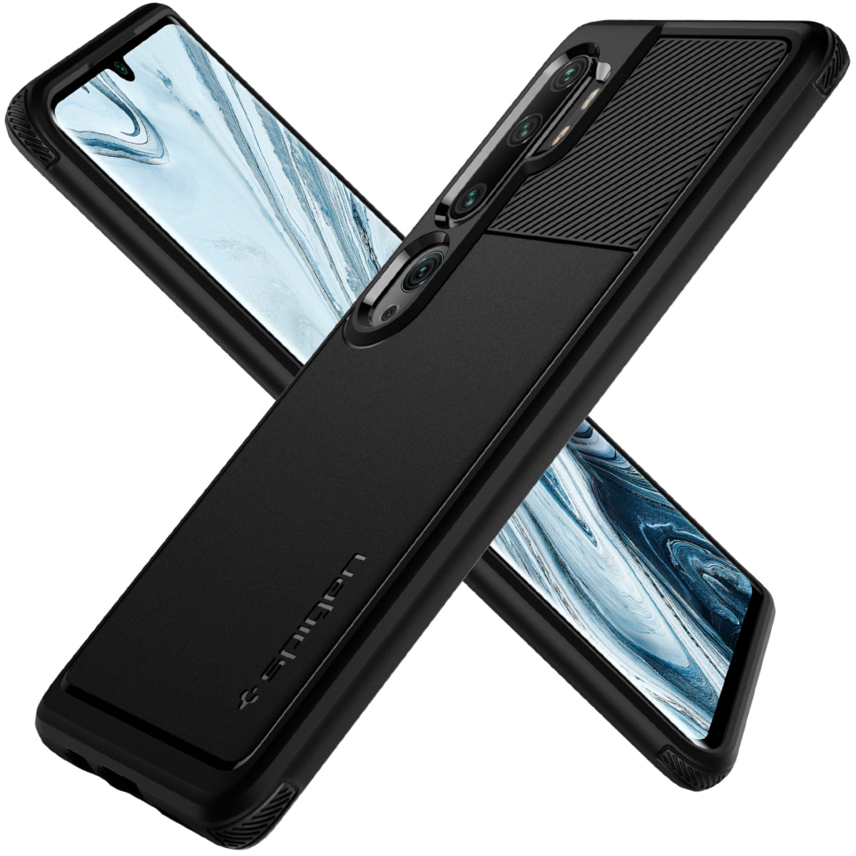 Rugged Armor Hülle Kompatibel mit Xiaomi Mi Note 10, Mi Note 10 Pro -Schwarz